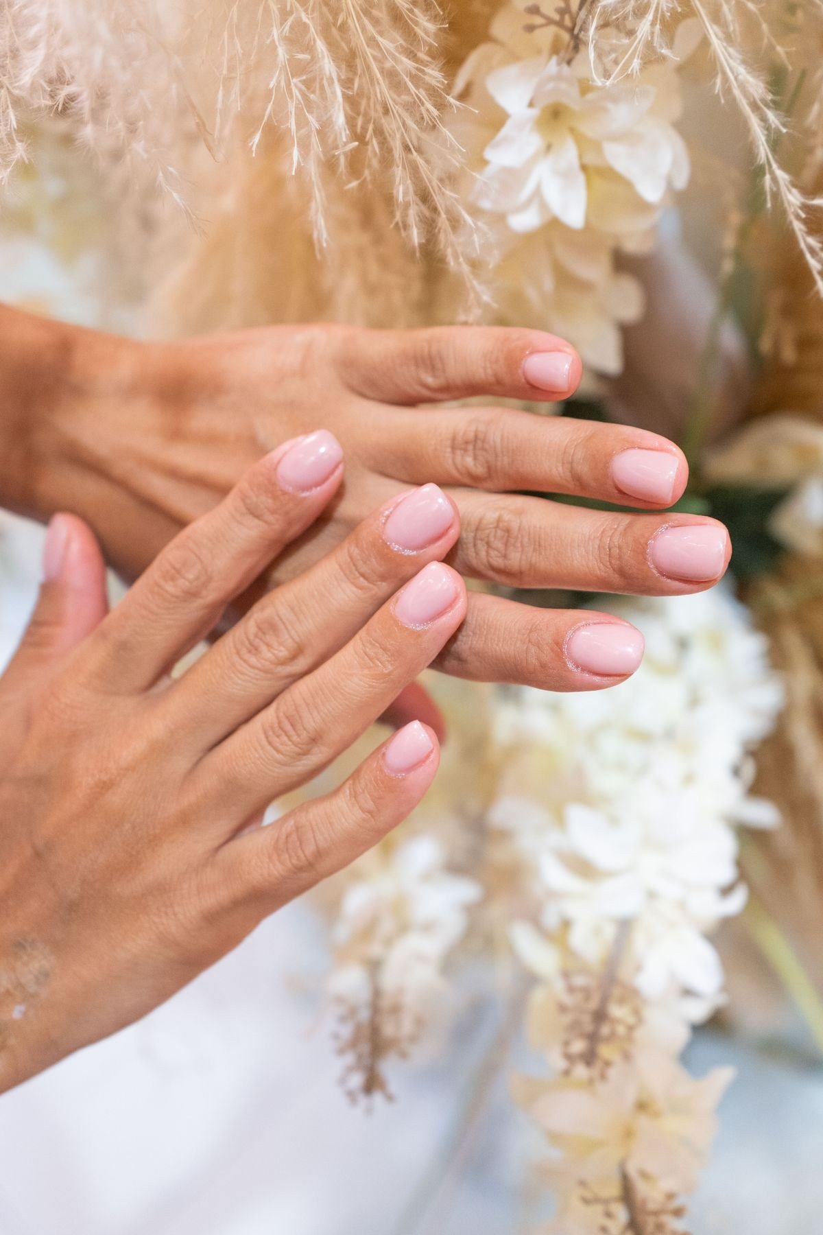 Ombre jelly pink chrome nails fading from rose to blush
