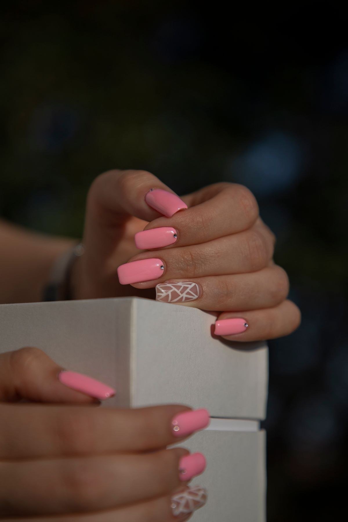 DIY jelly pink chrome nails versus professional salon manicure comparison