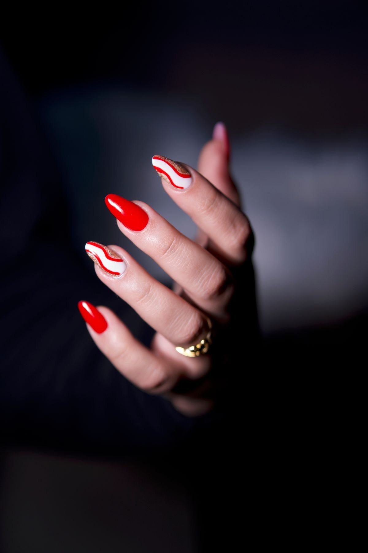 Elegant bridal aurora cat eye nails with pearl shimmer