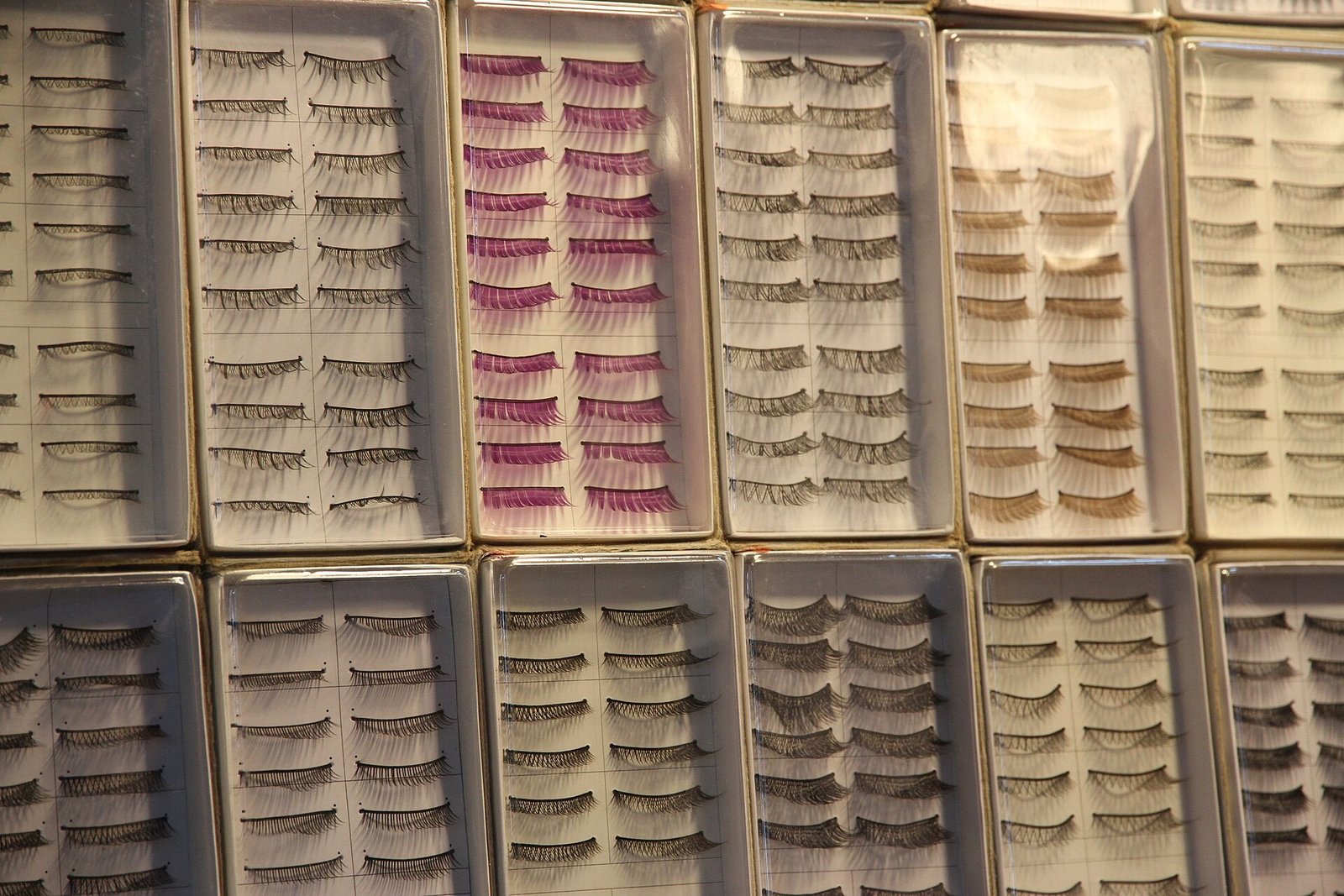 Close-up of soft wispy false lashes on a model's eyes
