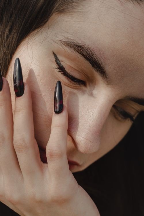 Classic Black And Gold Two Tone Cat Eye Nails example for Two tone cat eye nails ideas