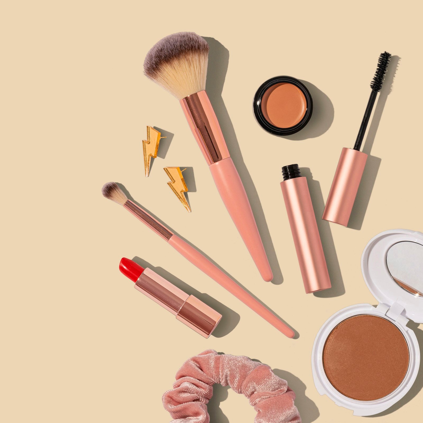 Warm-toned terracotta makeup palette with earthy shades