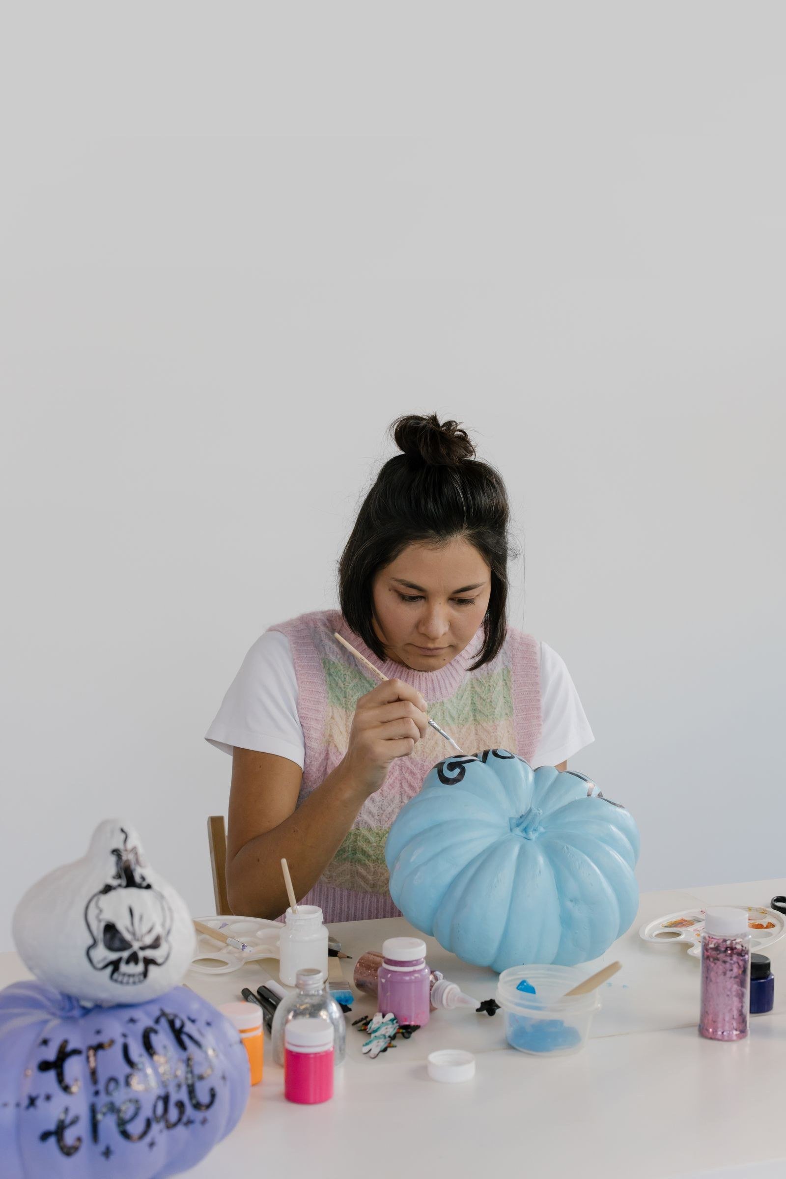 Essential Paints and Brushes for Ghost face pumpkin painting ideas