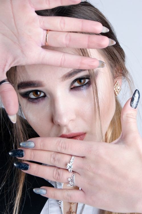 Two Tone Cat Eye Nails In Pink And Silver example for Two tone cat eye nails ideas