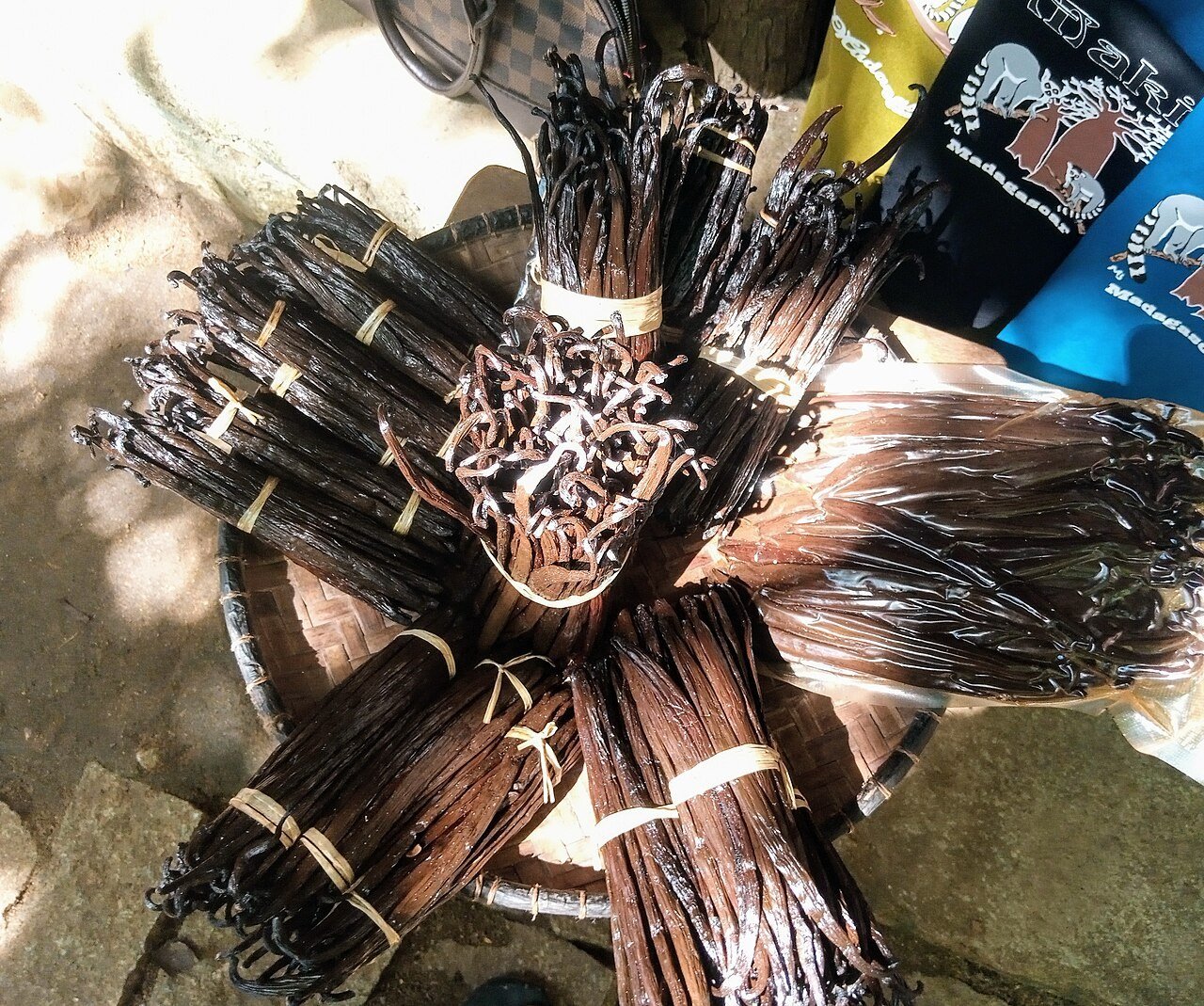 Madagascar vanilla pods close-up