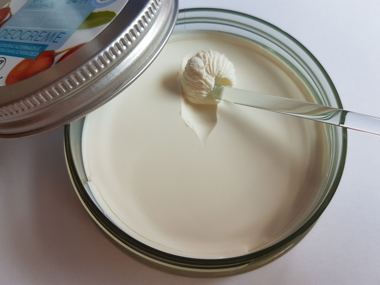 Natural deodorant cream in a tube