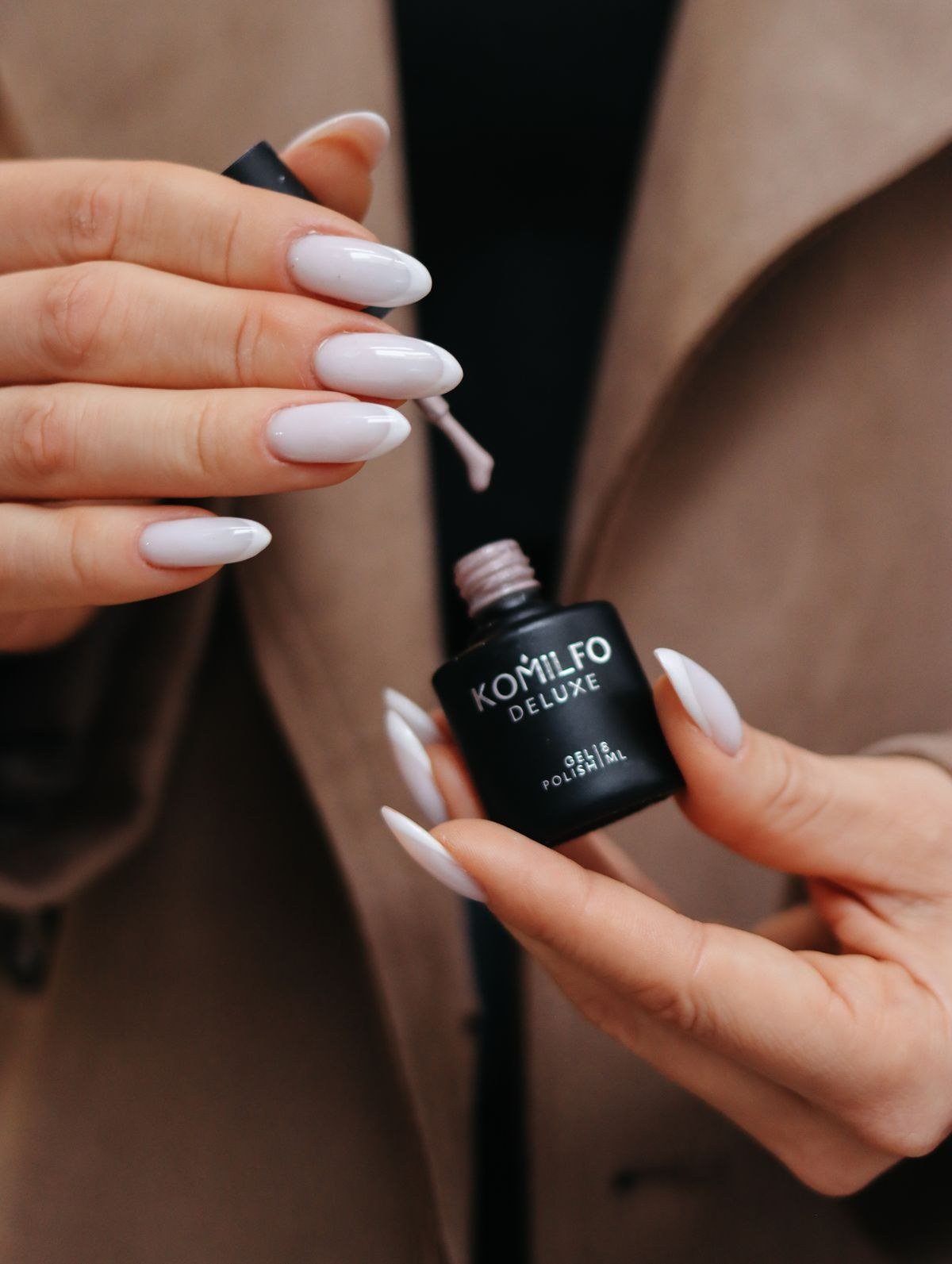 Nail care routine with cuticle oil for healthy caramel manicure