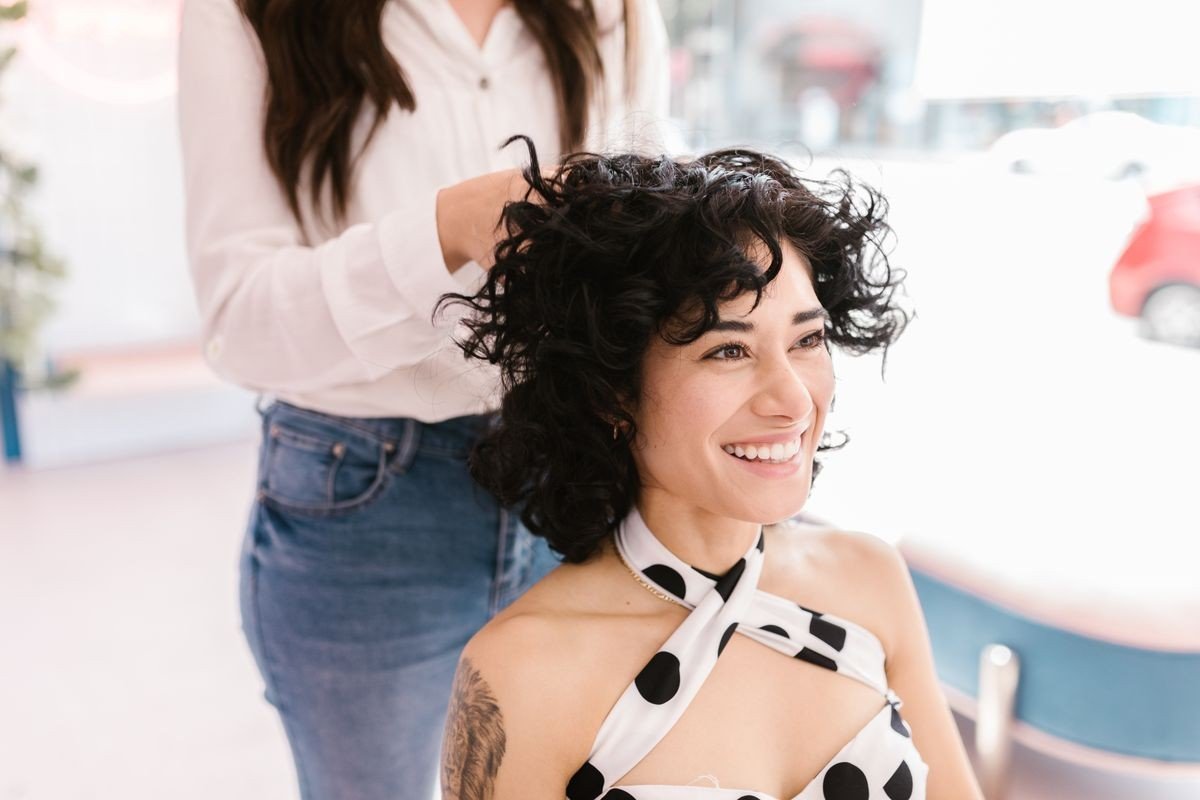 Wolf cut for fine curly hair with soft blended layers