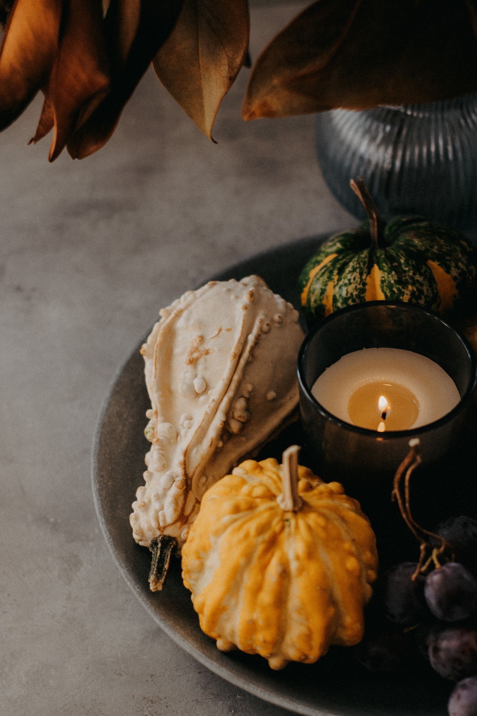 Gourd and Mini Pumpkin Clusters for DIY Thanksgiving centerpieces ideas
