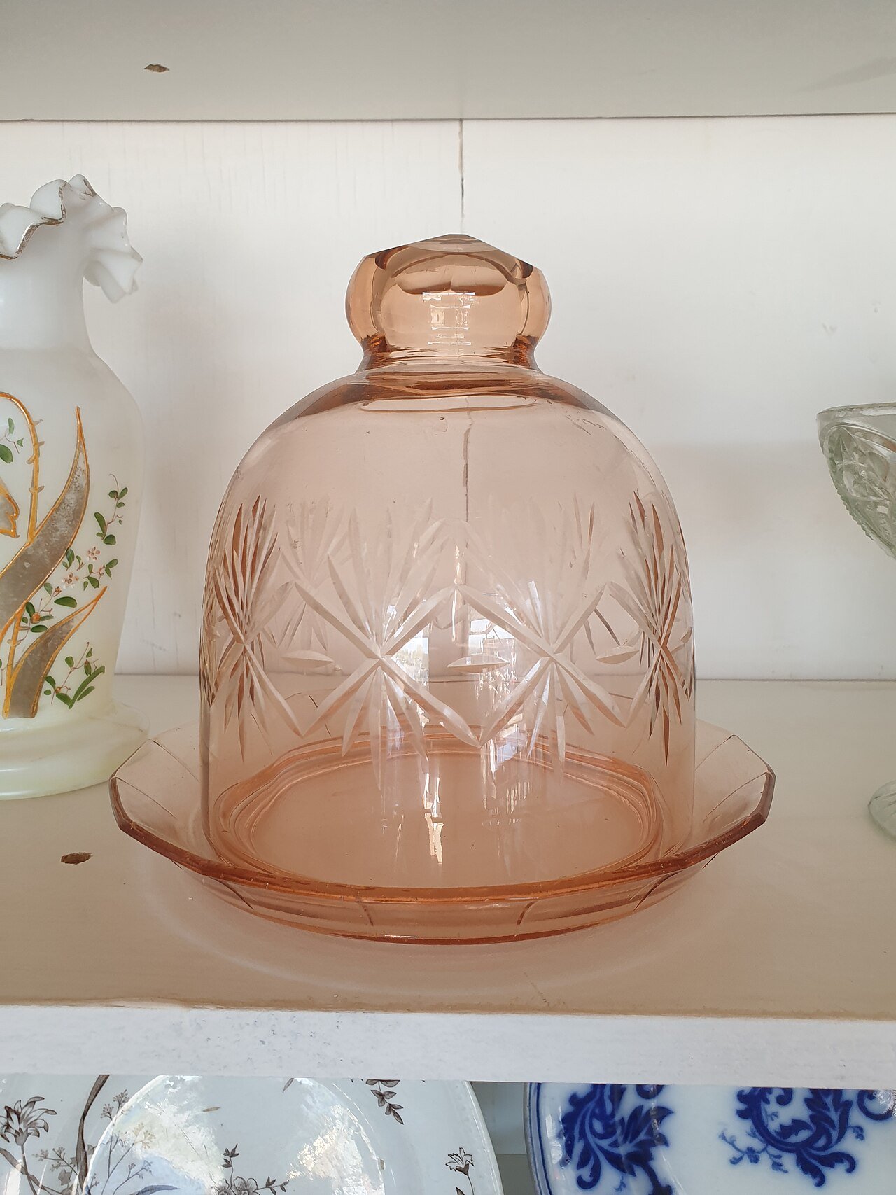 Pink cut-glass cloche dome