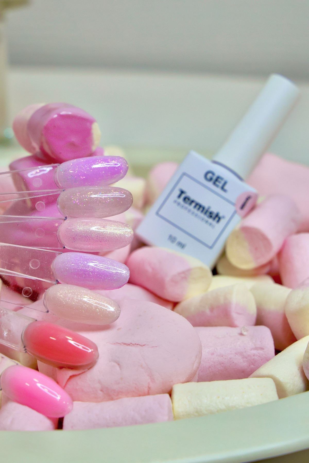 Raspberry jelly pedicure with matching glossy toenails