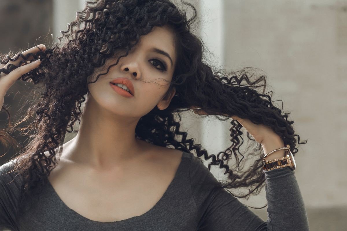 Air dried wavy curly wolf cut with natural texture