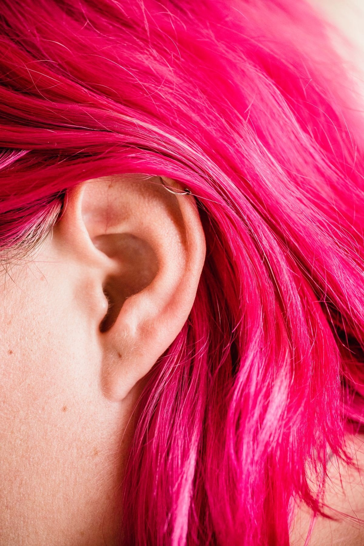Dusty rose pink colour on light blonde hair