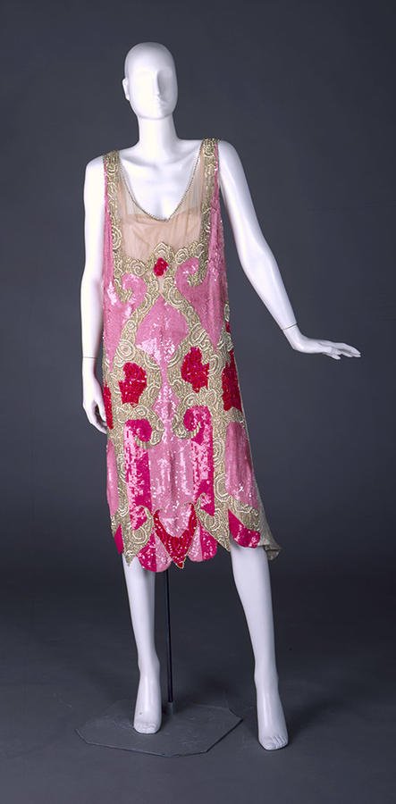 Pink floral dress on a mannequin