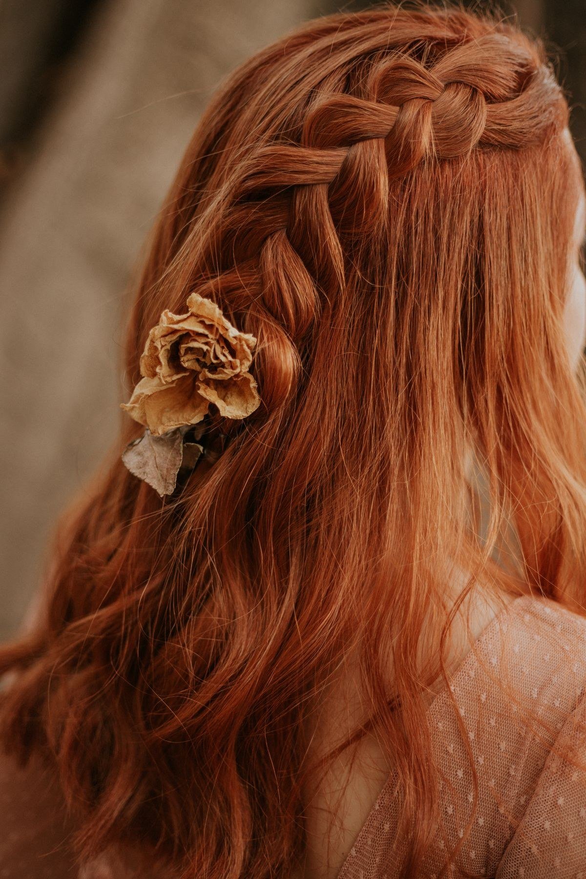 Full head soft copper blonde hair color with rich uniform glow