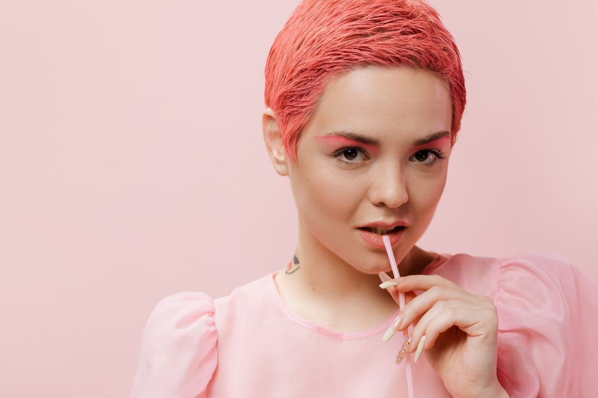 Refreshing faded dusty rose pink hair colour