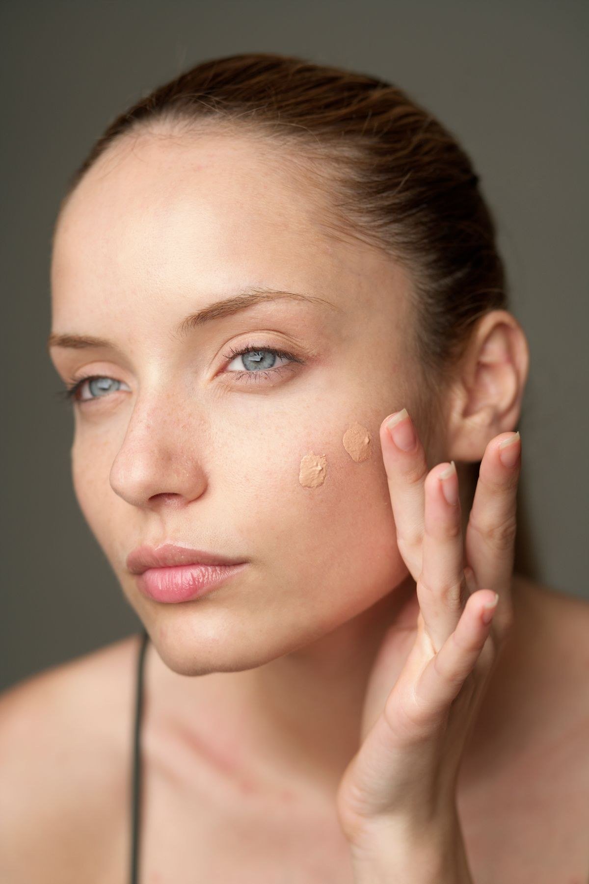 Cloud skin makeup tutorial showing soft diffused airbrushed complexion