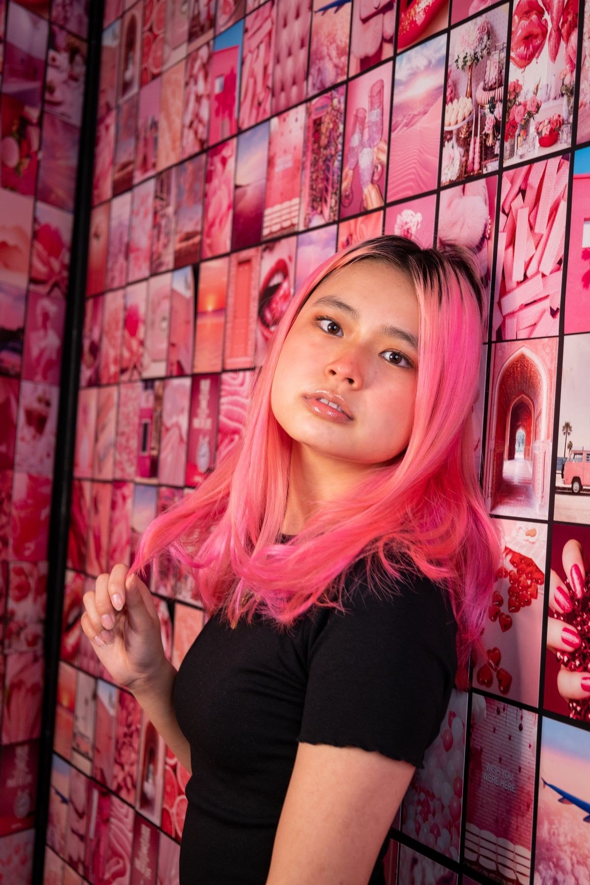 Healthy hair with pink streaks after proper care