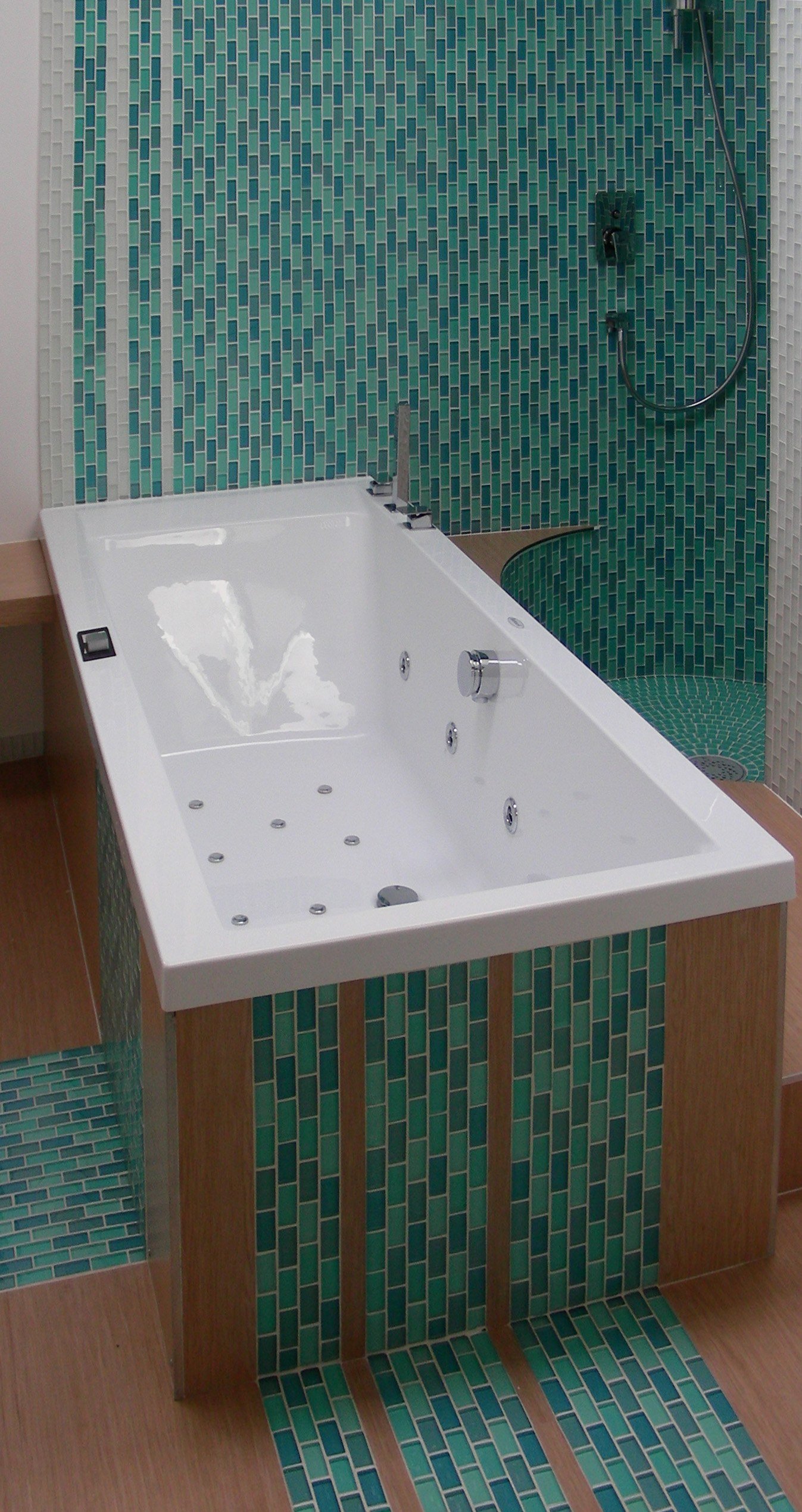 Bold patterned floor tiles in statement tile bathroom ideas with Moroccan design