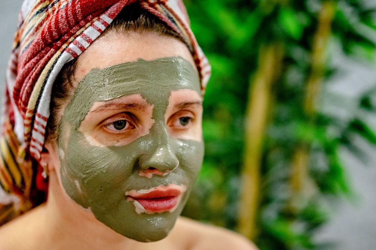 Firming avocado and egg white face mask application