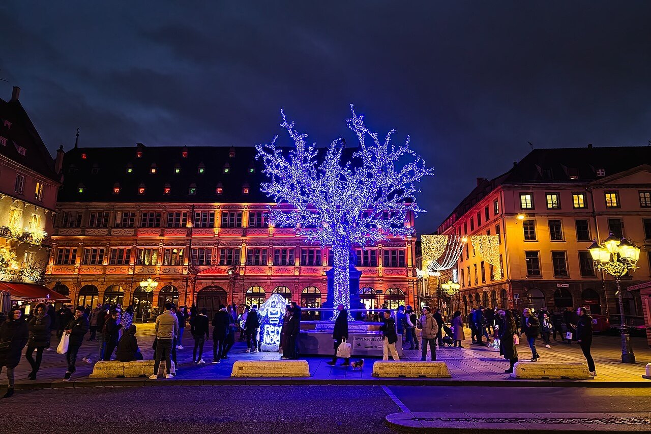 Blue and Silver Trees With Warm Accents for Blue and silver Christmas tree ideas