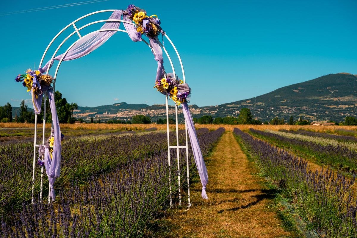 Moroccan inspired stained glass wedding arch with intricate patterns