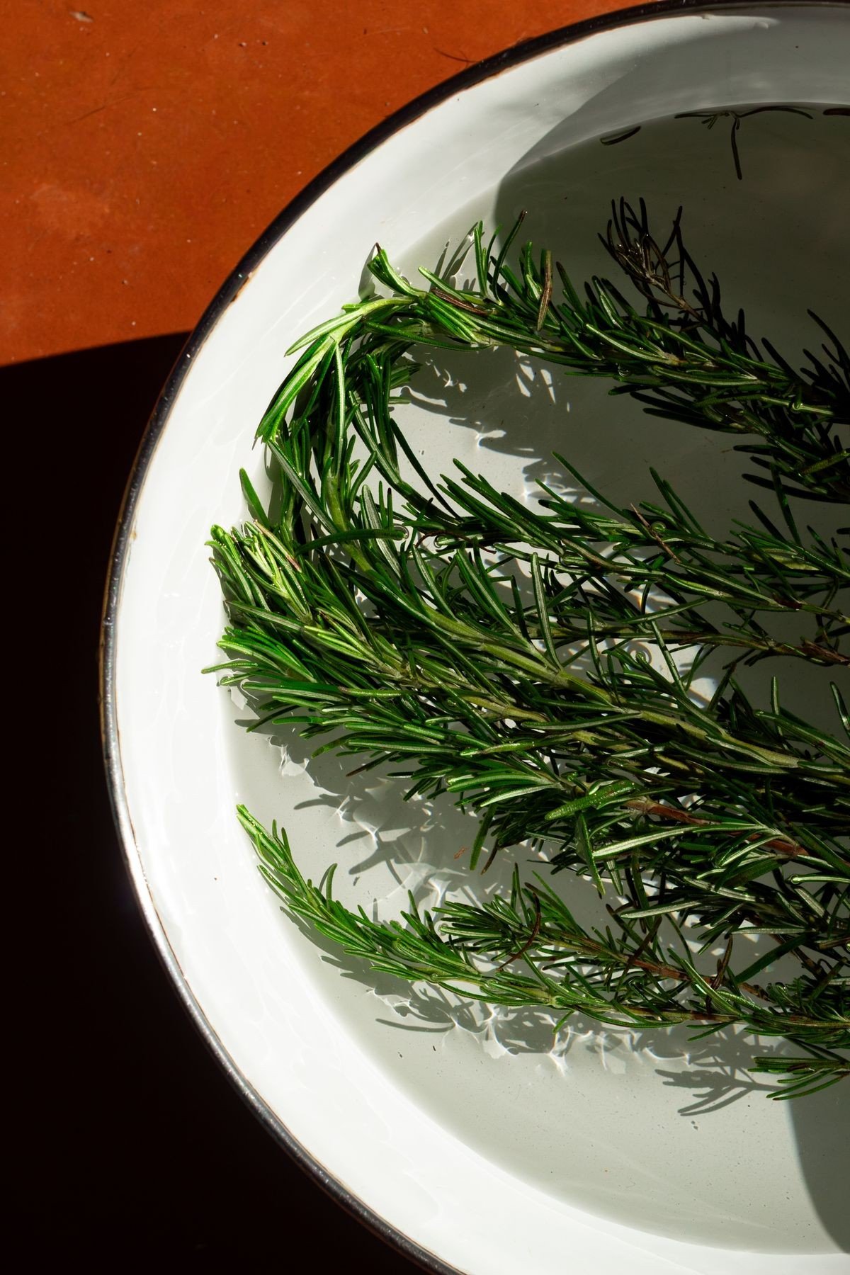 Defined curly hair refreshed with rosemary water mist