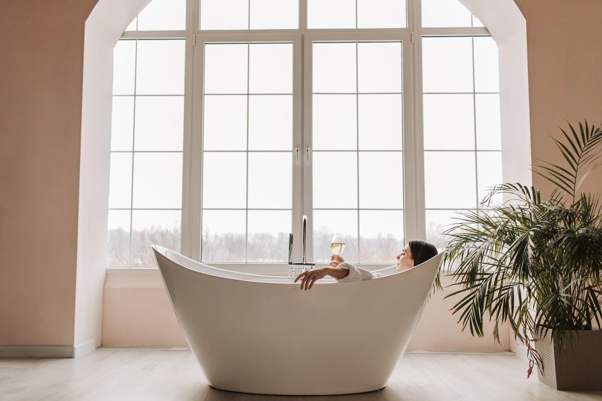 Gentle body cleanser being used in a warm shower