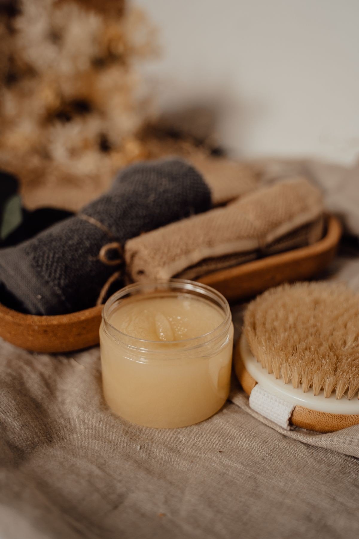Woman enjoying a calm daily body care routine at home
