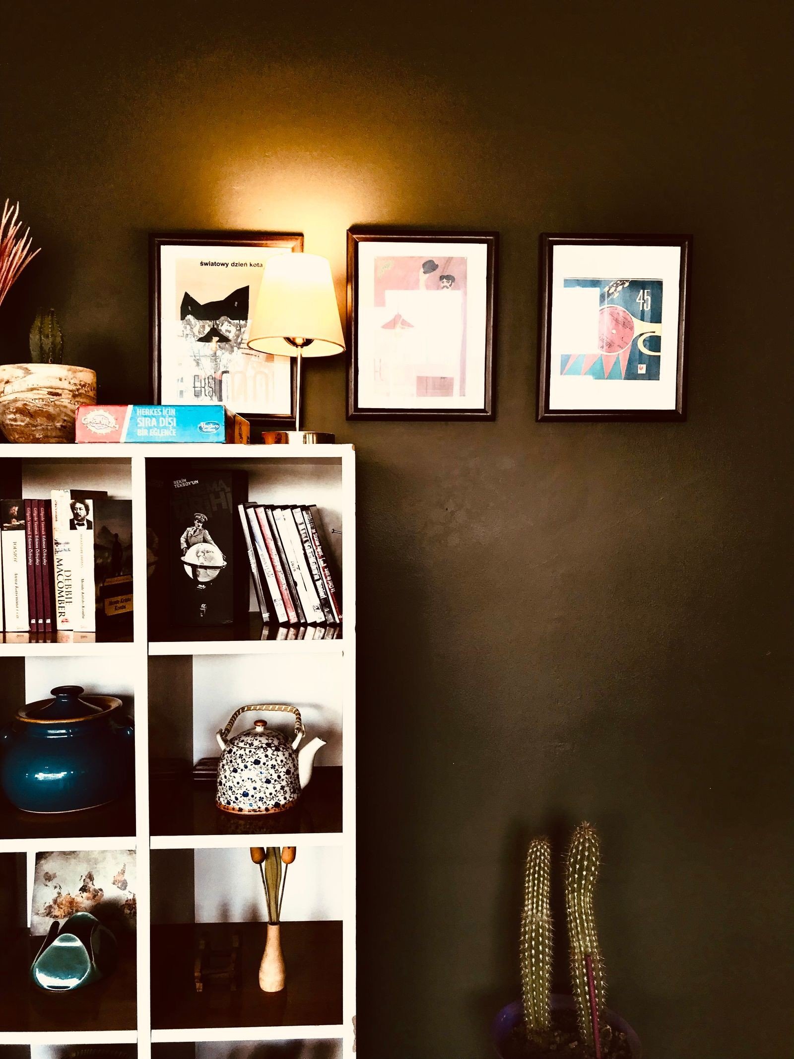 Staircase wall decorated with family photos
