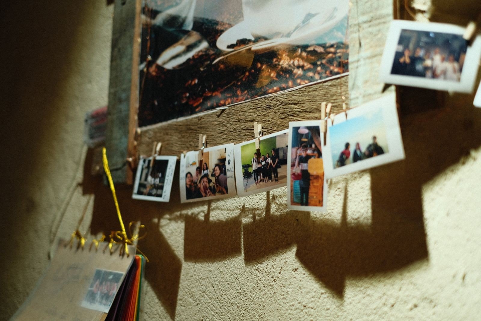 Well spaced photo frames at eye level on a wall