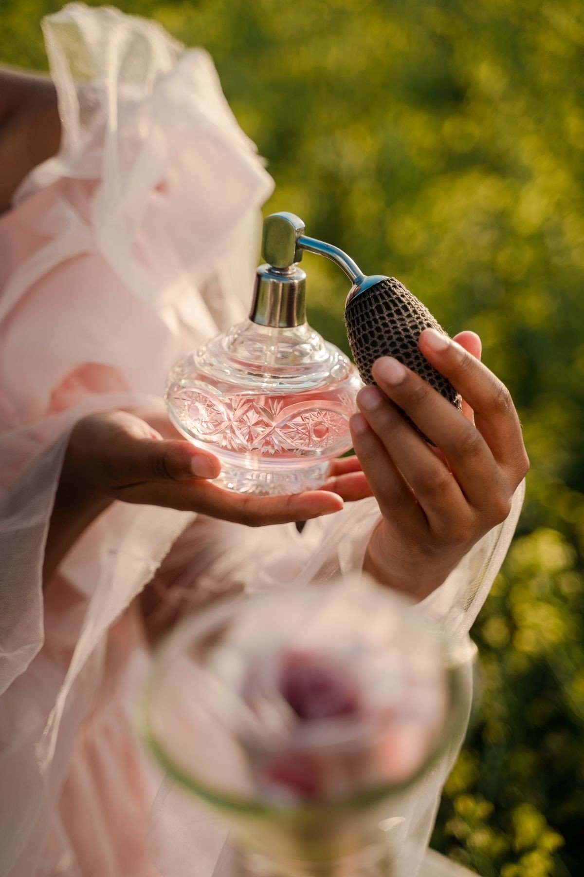 Layering gourmand perfume over matching body lotion