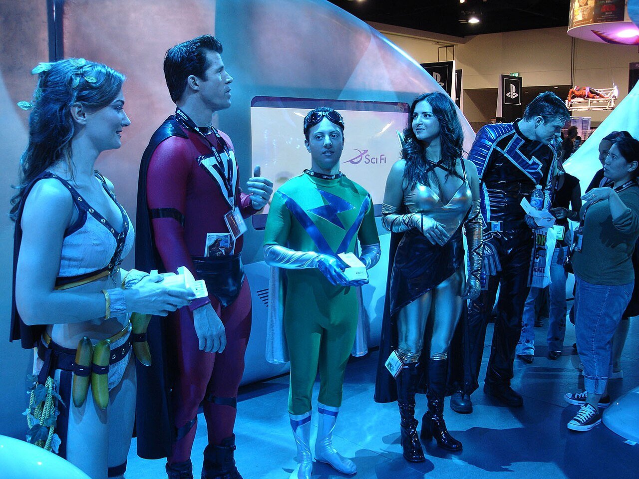 Superhero group costumes with a couples pair