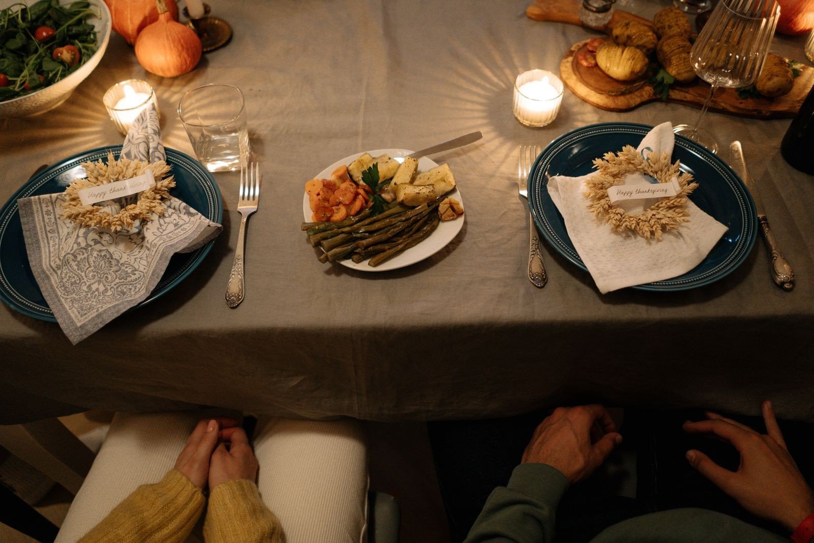 Finished Thanksgiving table ready for guests to gather