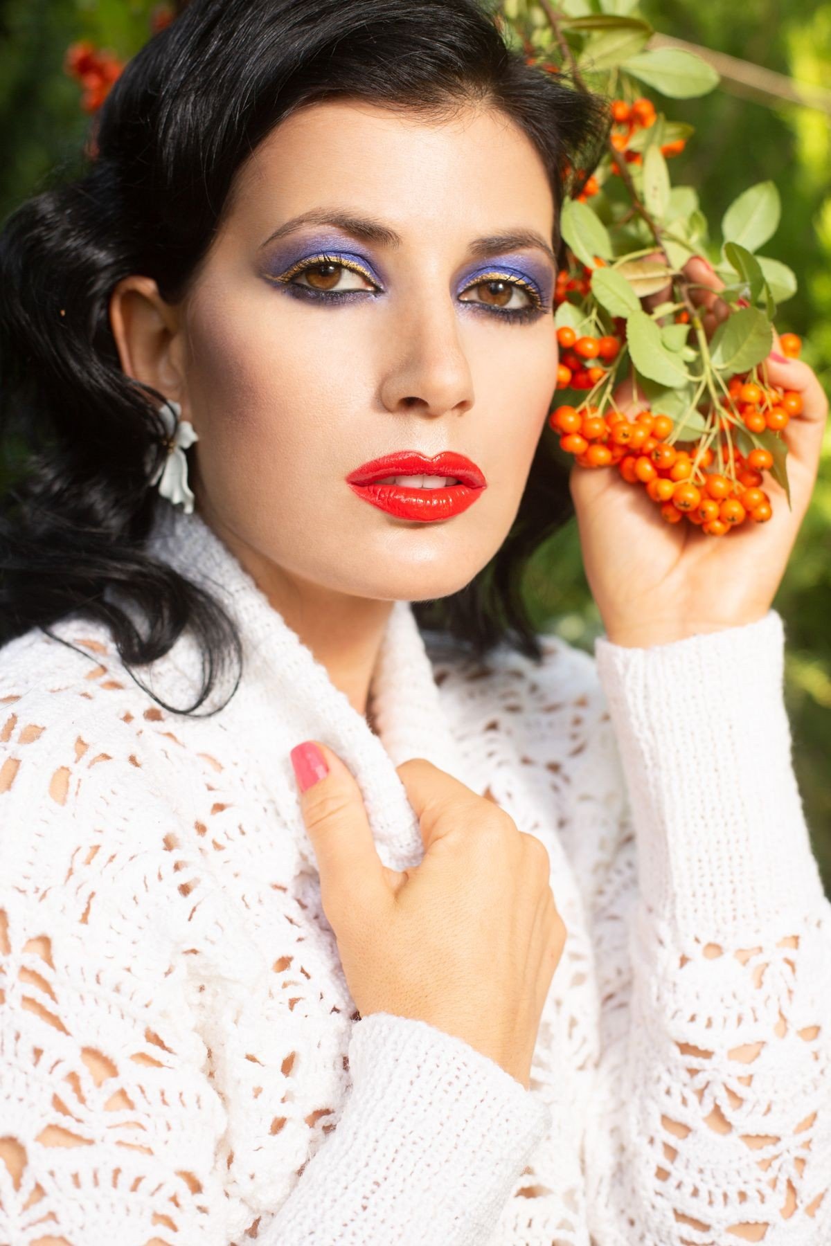Rosy berry blush makeup on fair skin