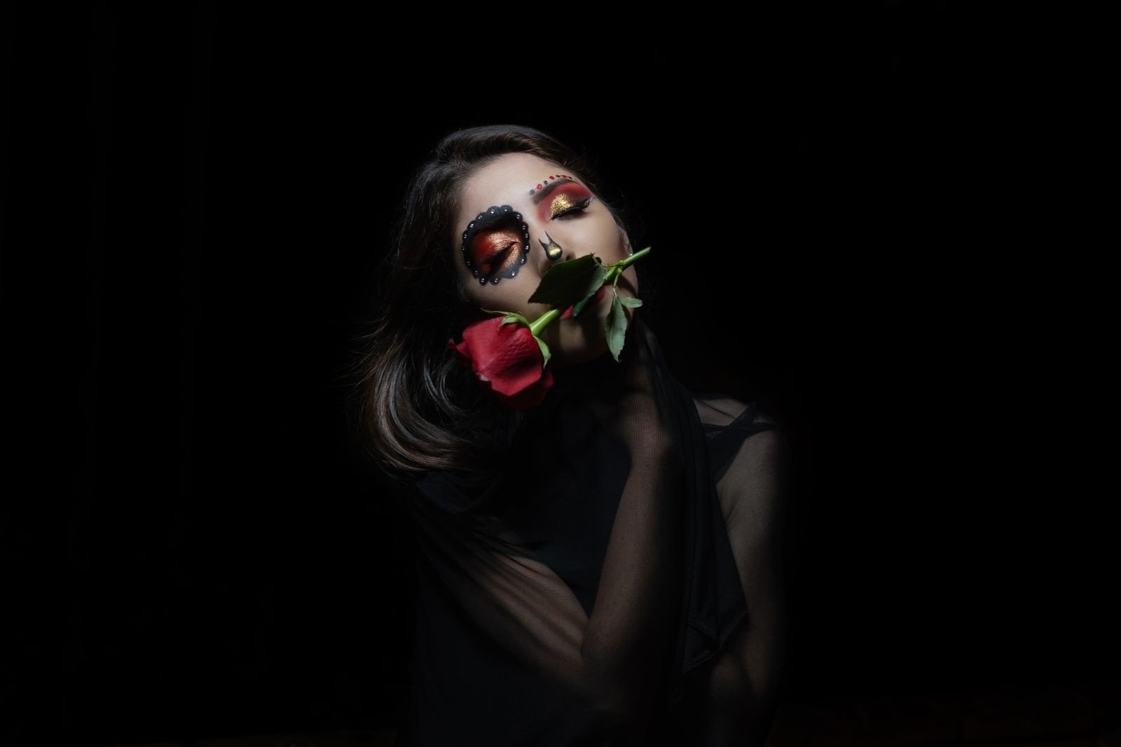 Soft daytime version of dark romantic makeup