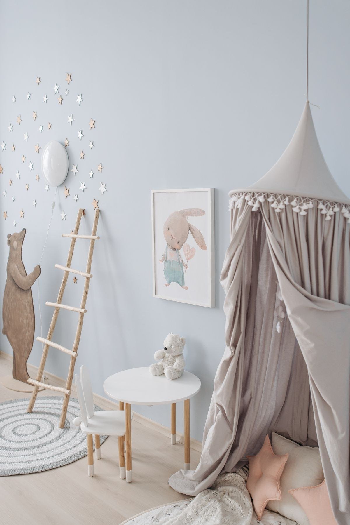 Beautifully photographed circus nursery in soft natural light