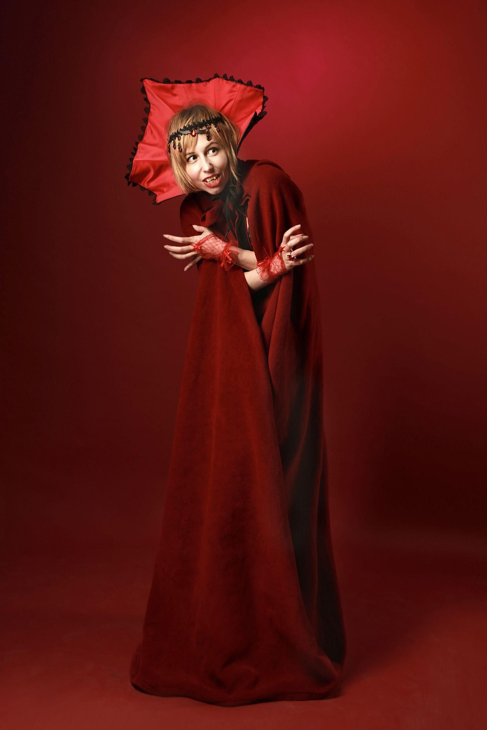 Vampire beauty look styled for a Halloween party