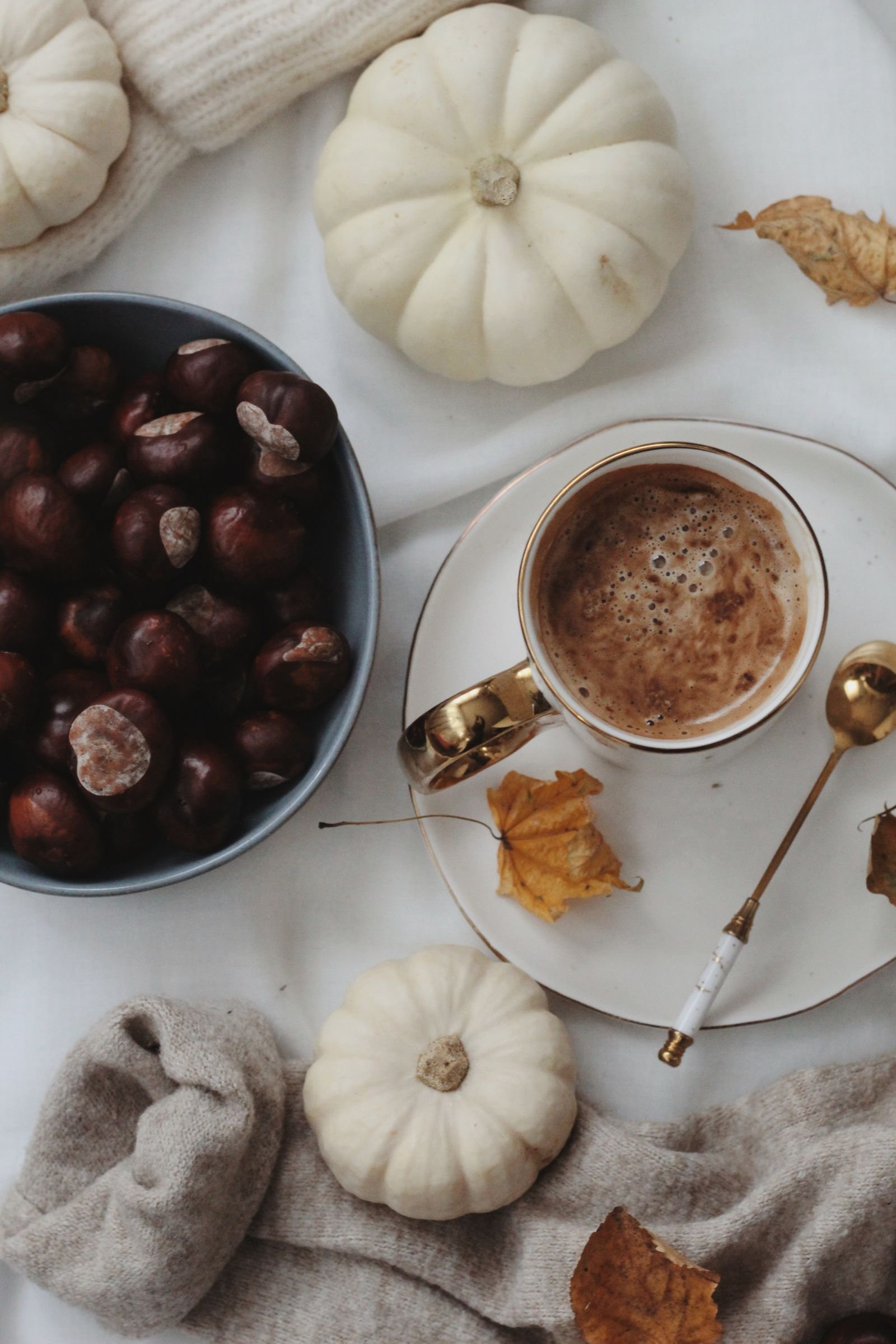 Beautiful autumn leaf crafts arranged in warm seasonal aesthetic style