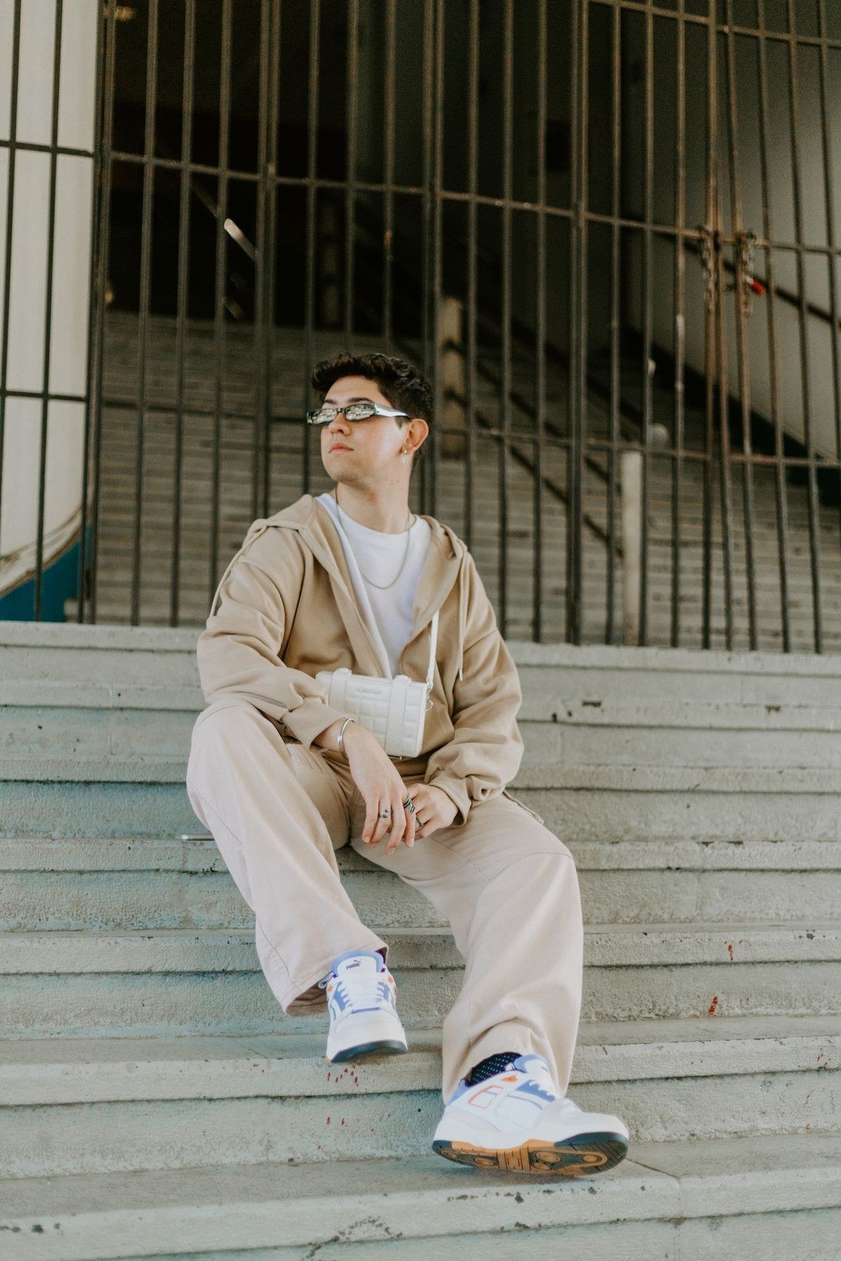 Affordable khaki coded outfit assembled from thrifted pieces