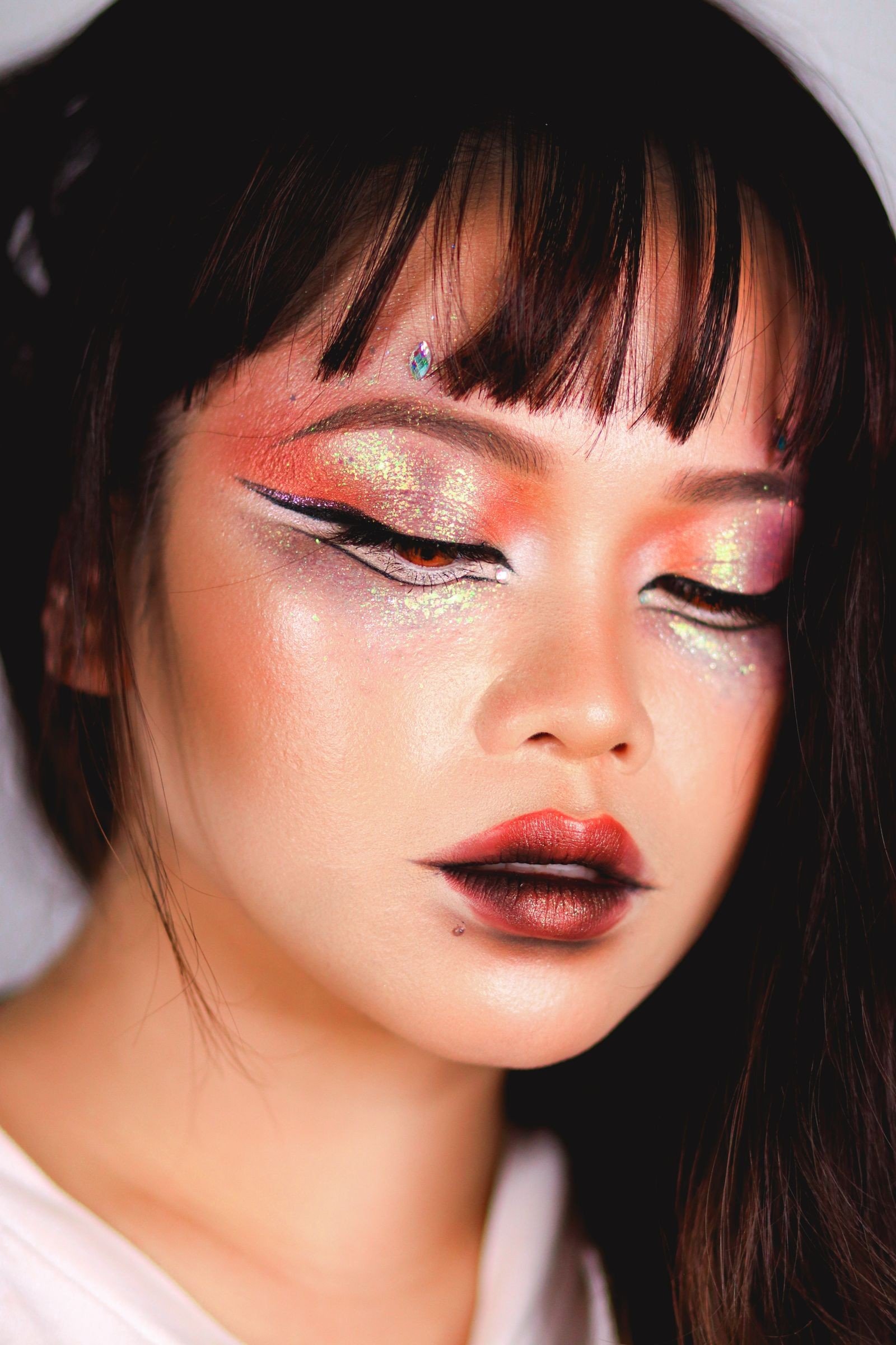 Eccentric makeup styled for a creative photoshoot