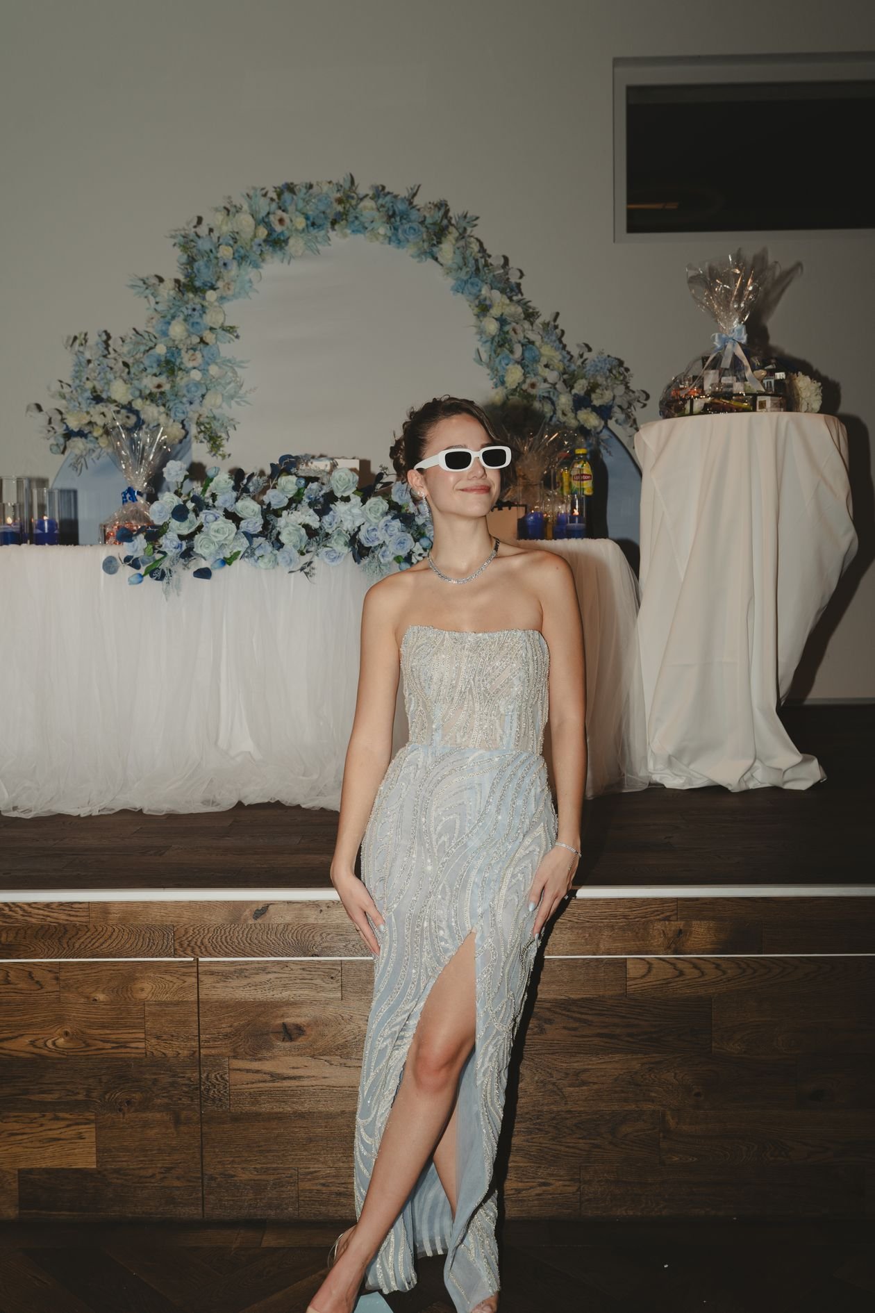 Sleek Glacier Blue Mermaid Silhouette example for Glacier blue wedding dress ideas