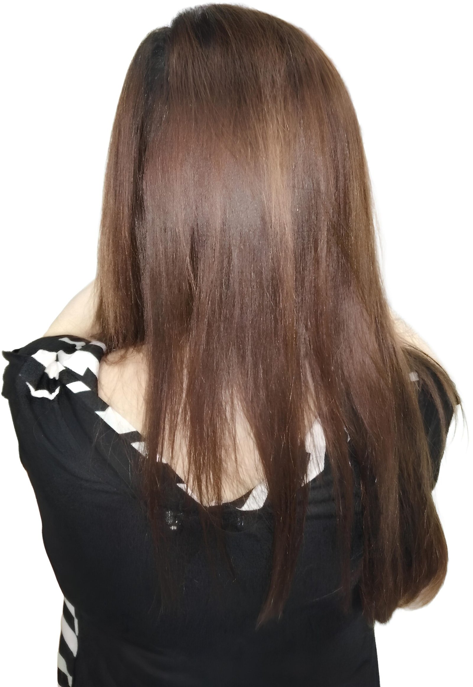 Long layered brunette hair with lived-in colour and soft movement