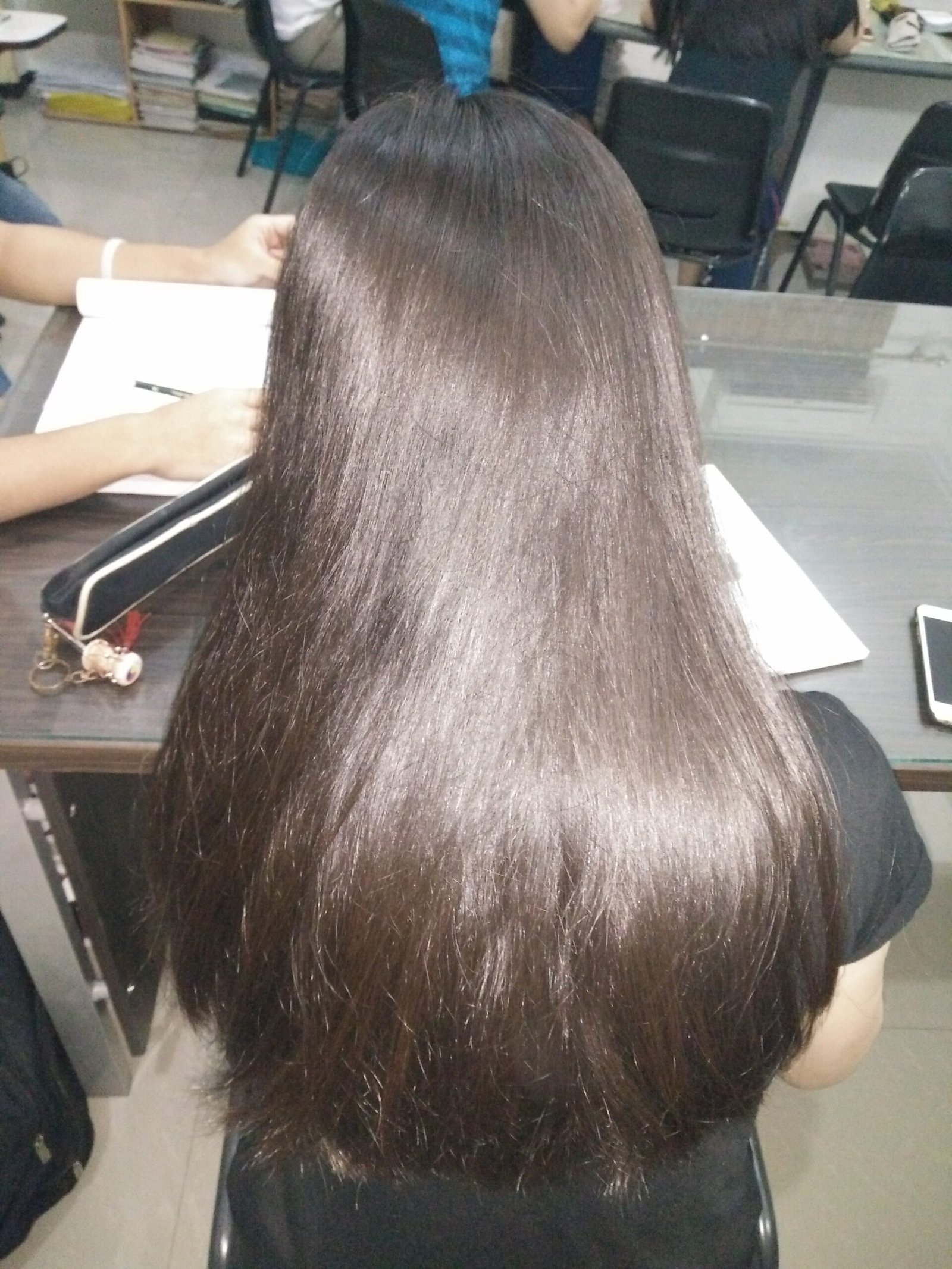 Warm honey brunette hair with golden dimensional tones
