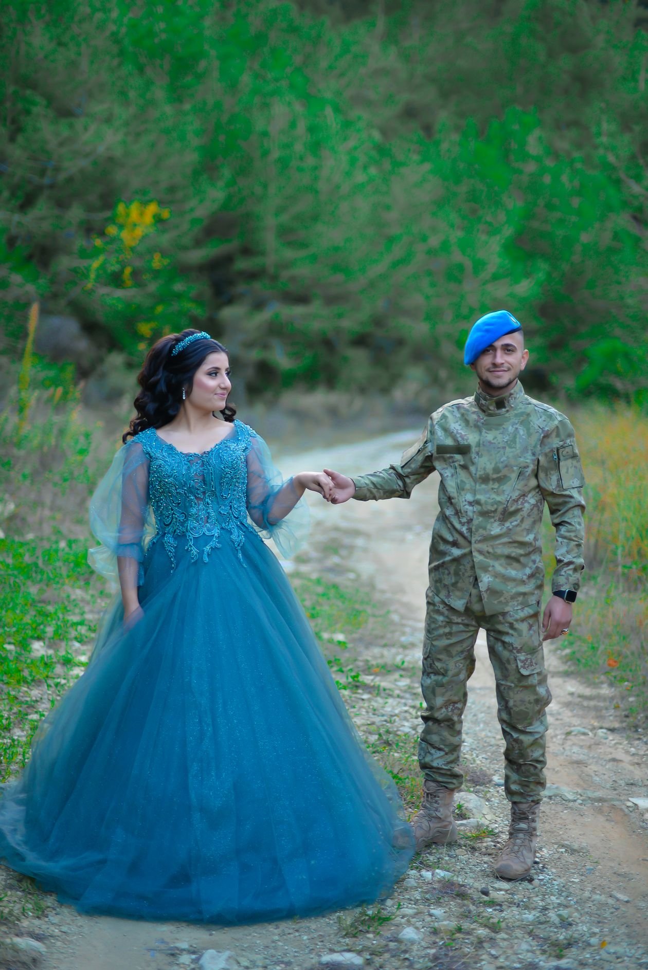 Flowing Glacier Blue Chiffon Gown example for Glacier blue wedding dress ideas