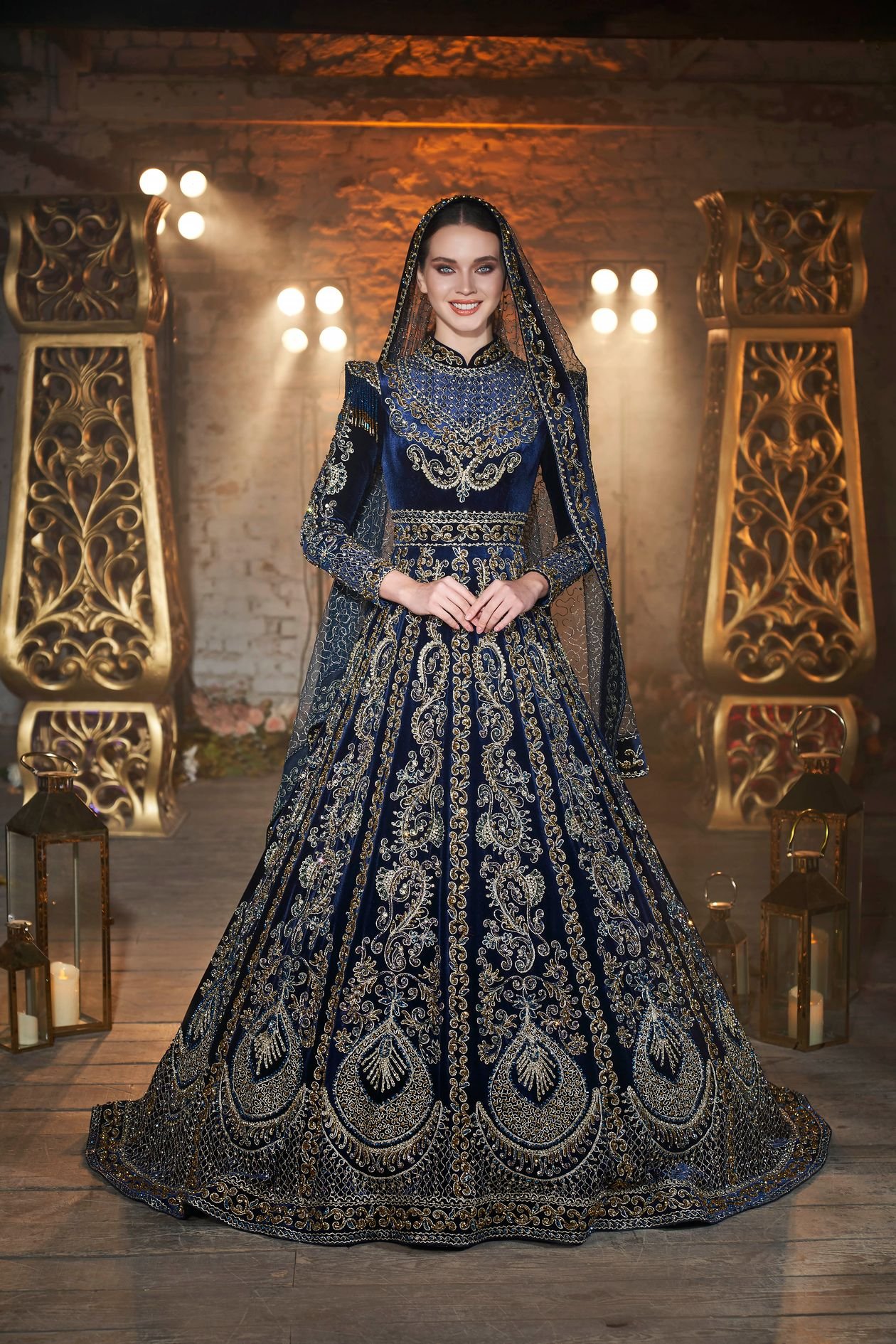 Glacier Blue Velvet Winter Wedding Dress example for Glacier blue wedding dress ideas