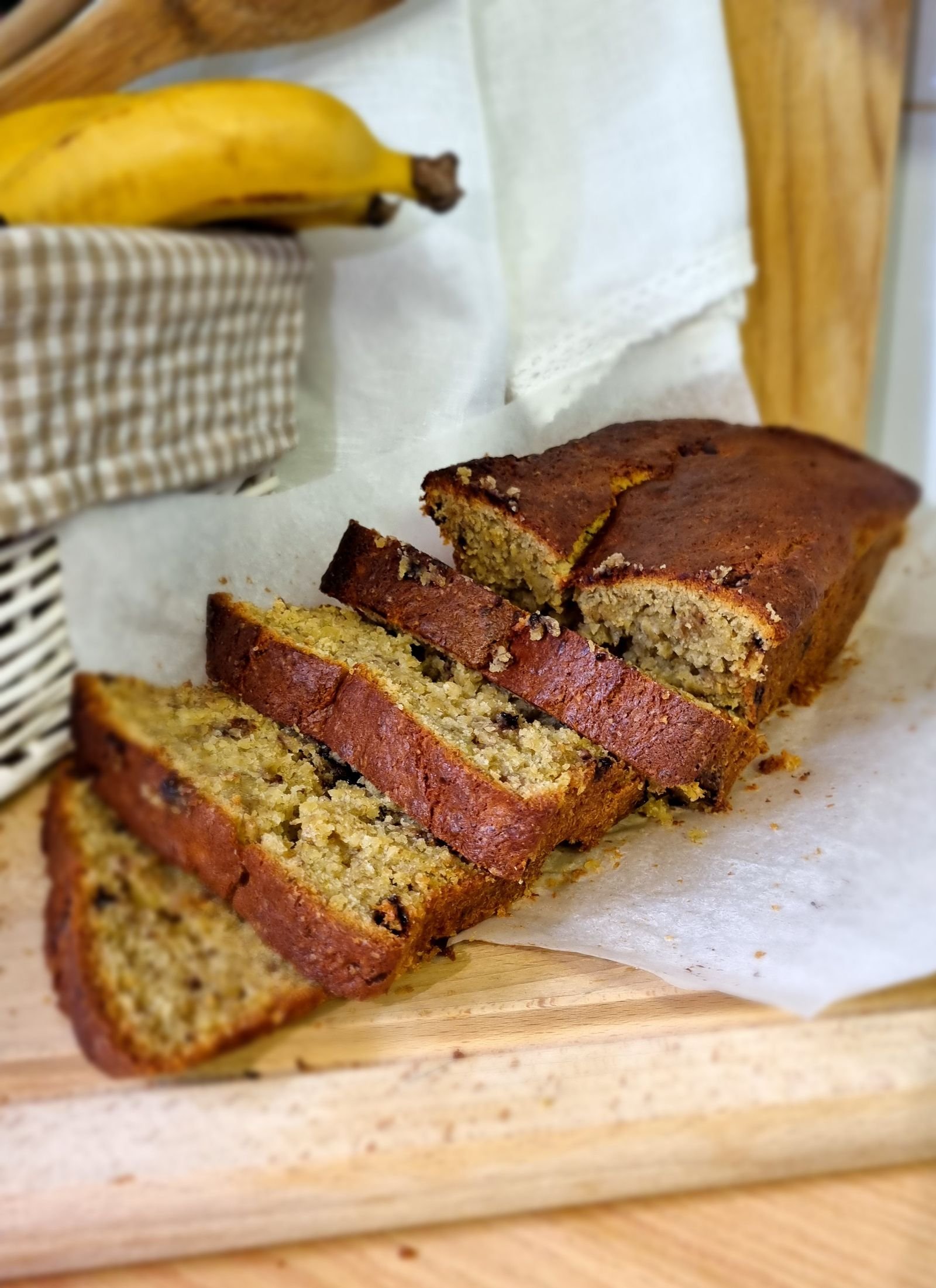 Sliced banana bread loaf, another favourite autumn quick bread for breakfast