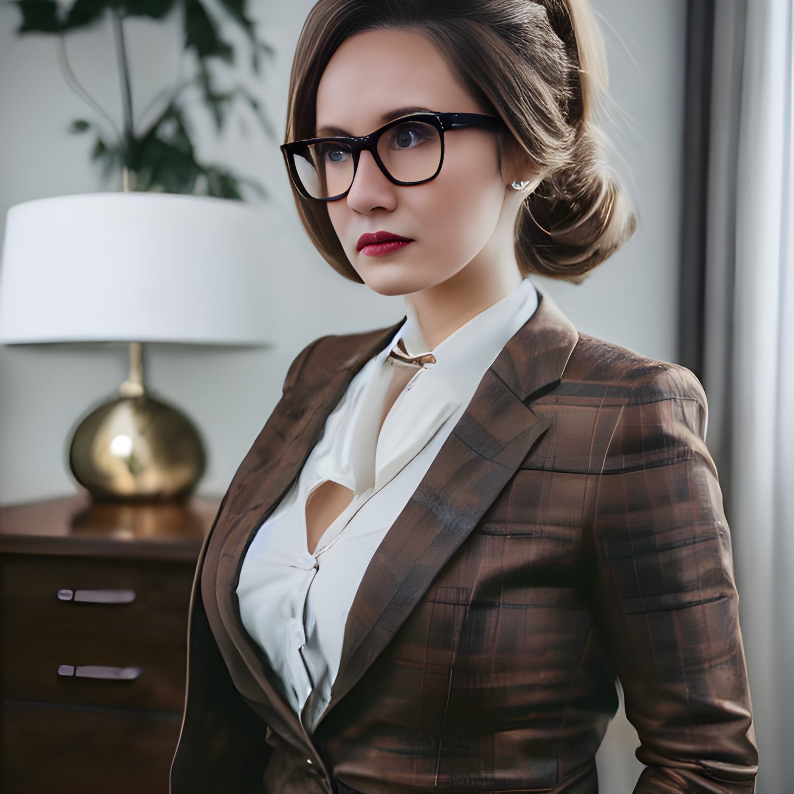 Brunette hair with curtain bangs and soft lived-in colour