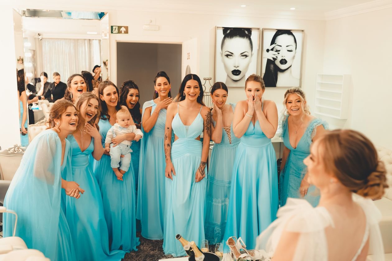 Short Glacier Blue Reception Dress example for Glacier blue wedding dress ideas