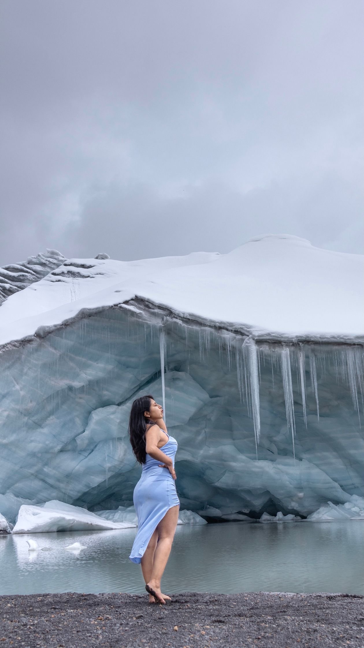 Glacier Blue Dress With Floral Applique example for Glacier blue wedding dress ideas